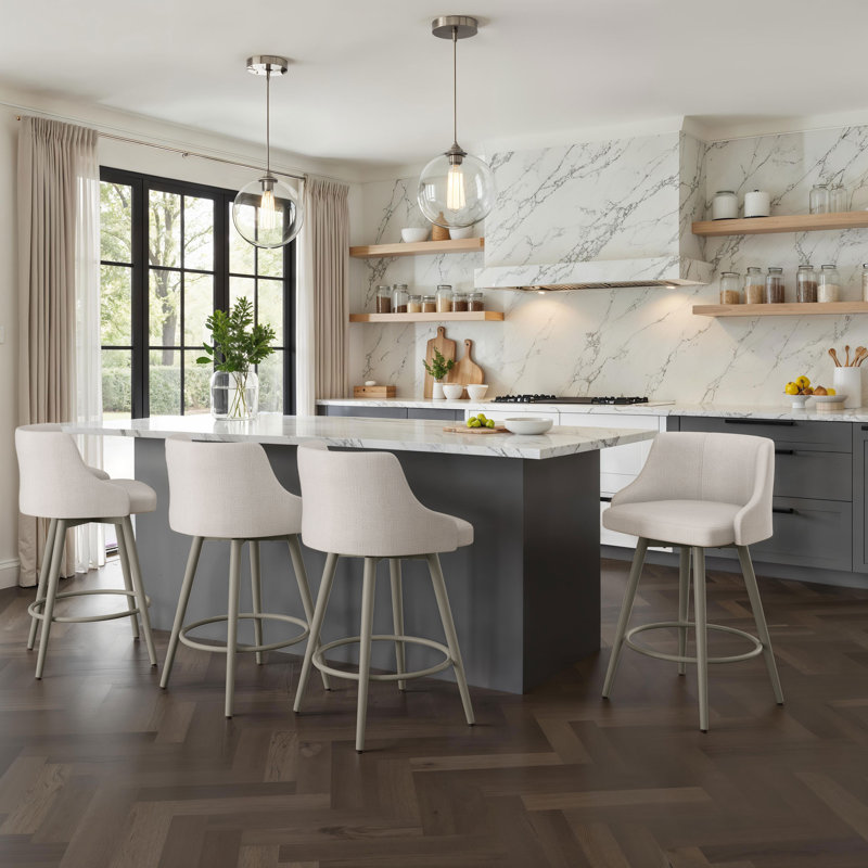Pruitt Swivel Counter & Bar Stool, Gray, Pale Gray, Bar Stool (31.75" Seat Height)