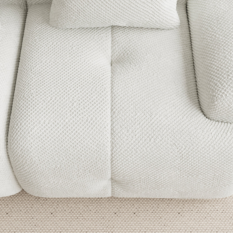 Canapé modulaire rembourré et rembourré en forme de U 6 pièces avec deux repose-pieds Boneless, Tissu ivoire