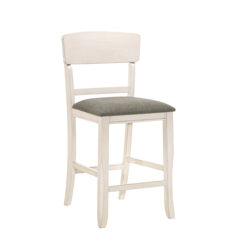 Tabouret de bar rembourré 2 pièces, Blanc / Blanc
