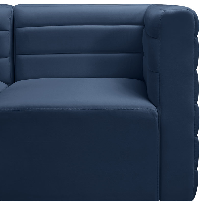 Fauteuil d'angle Enso, Velours bleu marine