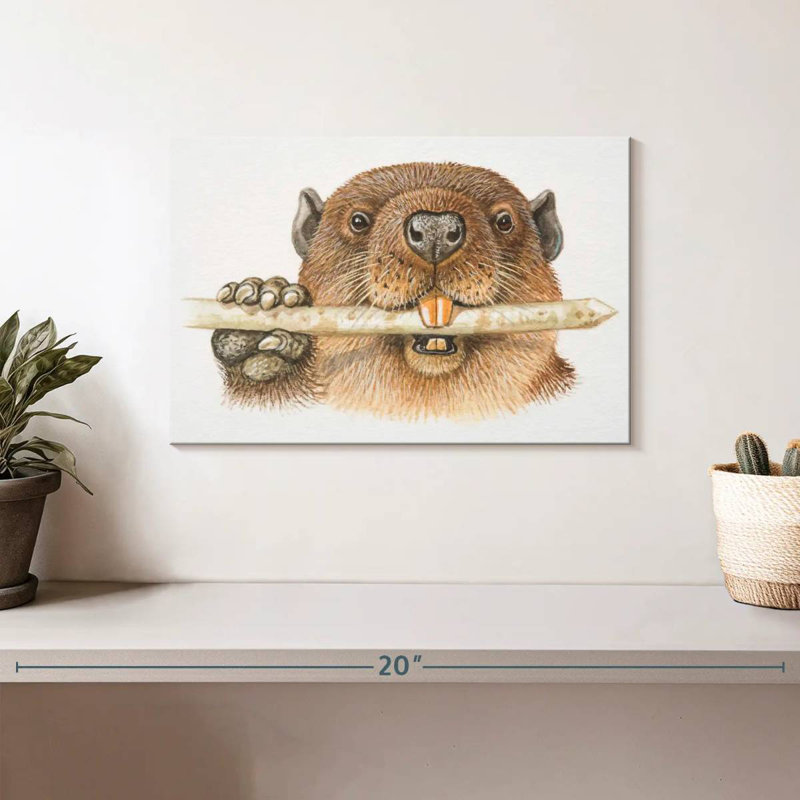 Beaver rongeur rongeant une branche, H 8 po x l 12 po