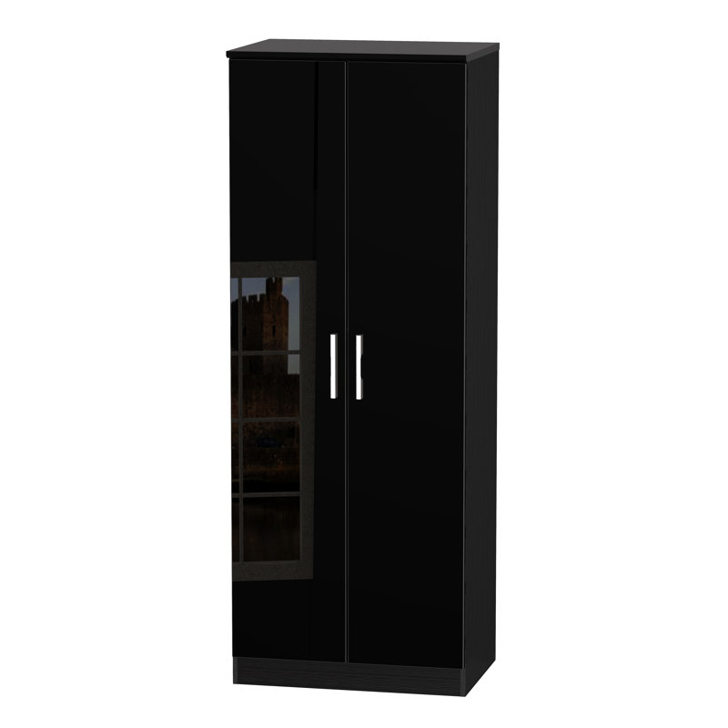 Silver 2 Door Manufactured Wood Wardrobe, Black