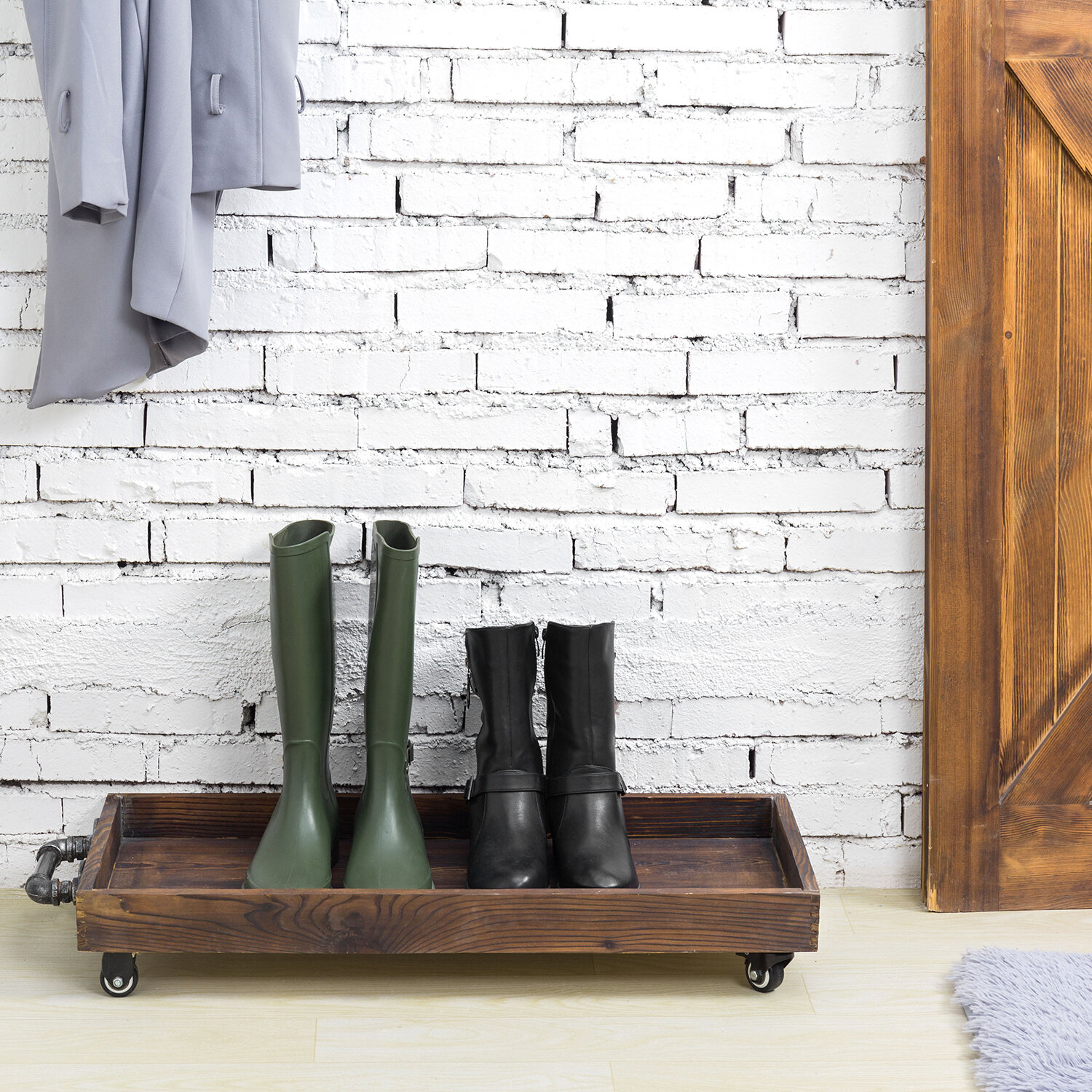 Rustic Wooden Two Tier Boot Tray