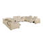 Canapé modulaire en U inclinable électrique en cuir beige à 12 pièces avec console