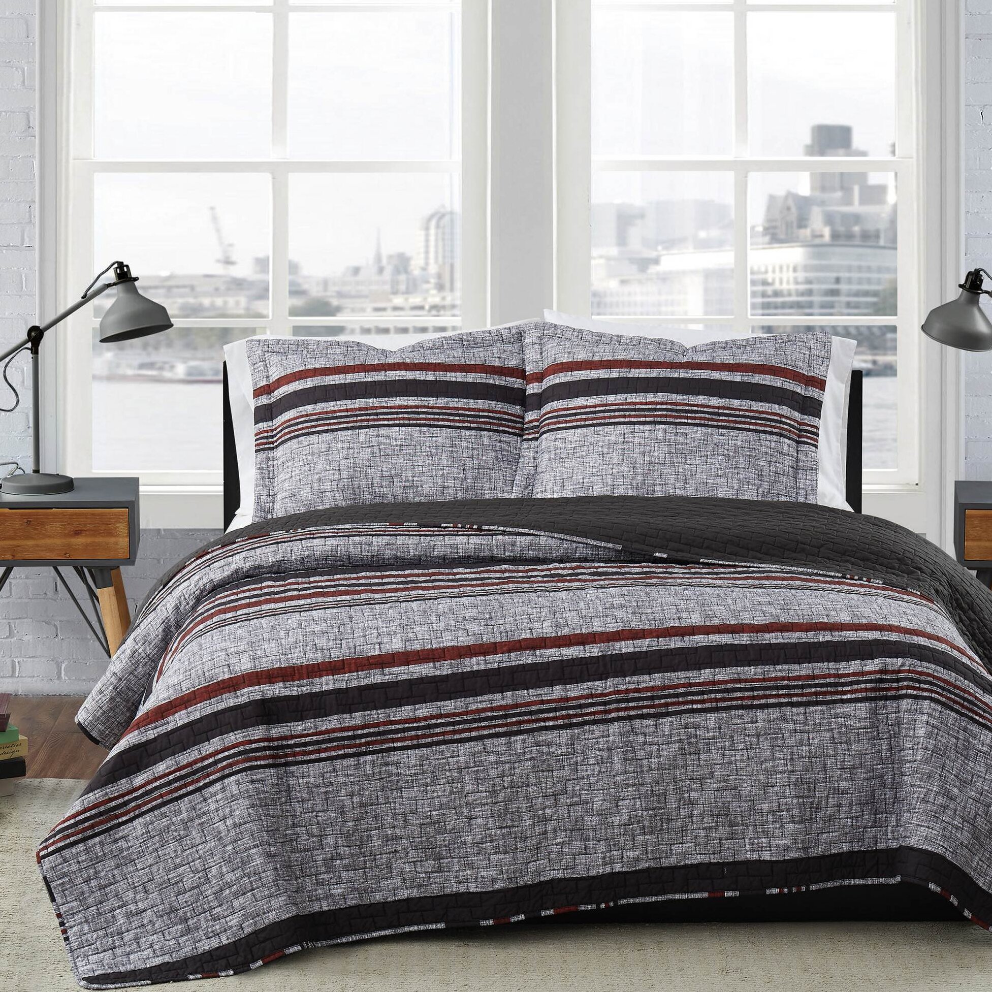 Nautica Ardmoore Grey Standard Cotton Reversible 2 Piece Quilt Set &  Reviews - Wayfair Canada