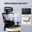Chaise de bureau ergonomique en filet à dossier haut avec accoudoirs réglables en 3D, support lombaire réglable, inclinaison de 135 °, capacité de poids de 300 lb pour le bureau à domicile et les jeux-762651227