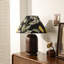 Petite lampe de table moderne en bois massif brun et métal avec abat-jour en lin pour le salon de la chambre à coucher, ampoule incluse