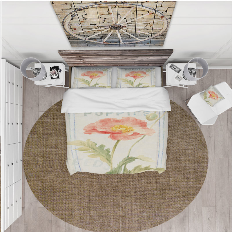 Polyester Weave / Muslin Floral Duvet Cover, Full/Queen Duvet Cover + 2 Shams