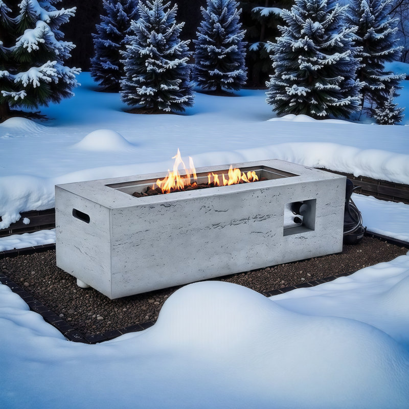 Foyer d'extérieur au propane rectangulaire 41,9 po avec couvercle imperméable et pierres de lave VESano Sleek, Gris