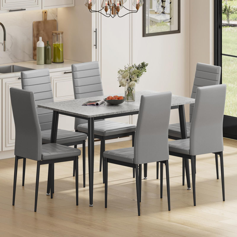 6 - Person Dining Set, Grey, Grey