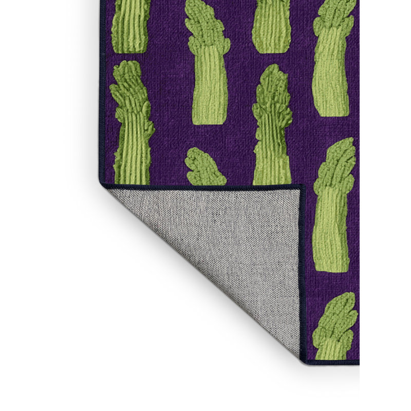 Washable Asparagus Purple Vegetables Area Rug, Round 8'