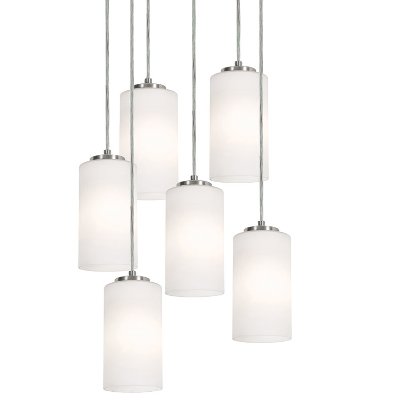 Luminaire suspendu en grappe à 6 lumières Elsfield, Nickel satiné