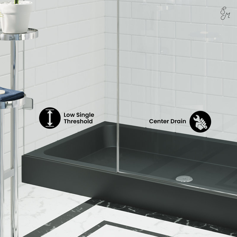 Voltaire 60" x 32" Single-Threshold, Shower Base, Center, Black