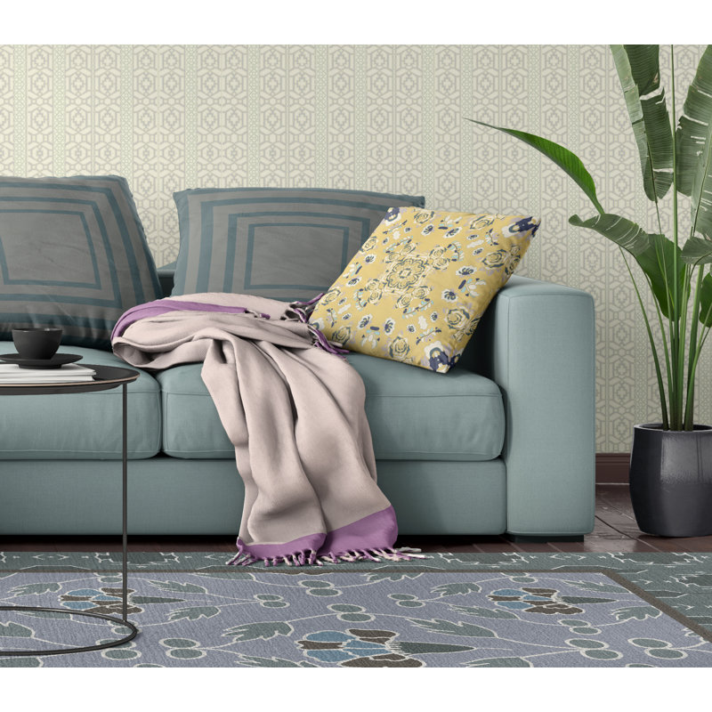  Housse et insert de coussin carré rose, 26" x 26", Jaune/bleu