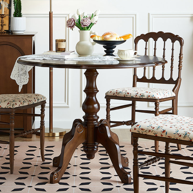 Table de salle à manger en bois massif de style français rétro