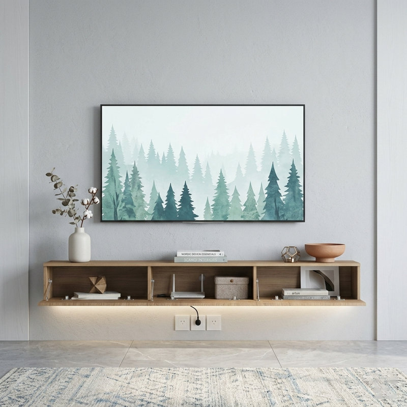 Jalonda LED Wall Mounted TV Stand For Tvs Up To 40'', 9.05" H x 64.96" W x 11.8" D, Wood