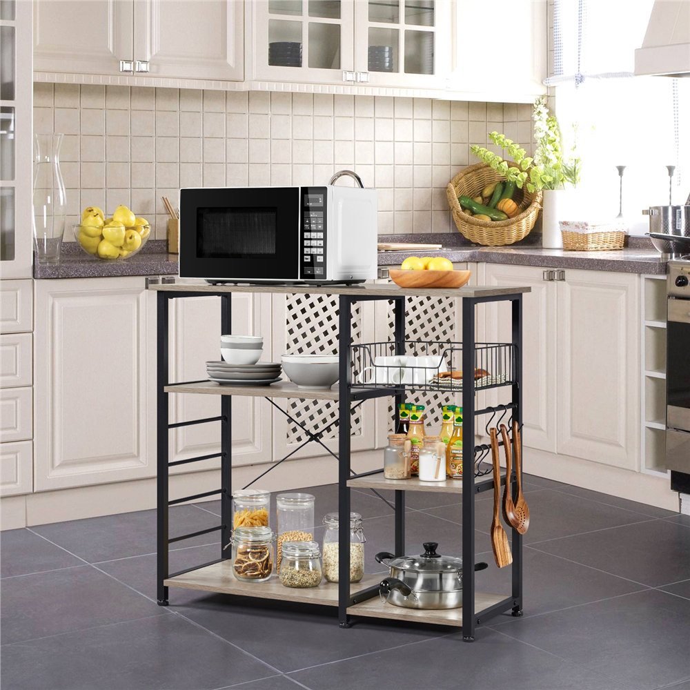 Yaheetech Kitchen Storage Rack Metal Frame Wood Look & Reviews ...