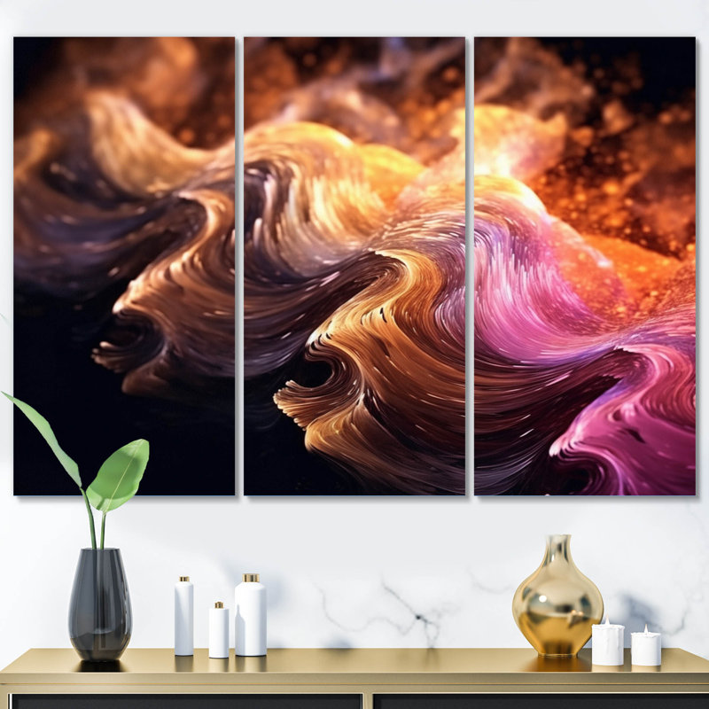 Orange orange ethereal Surge - 3 impressions sur toile tendue, H 28 po x l 36 po x P 1 po