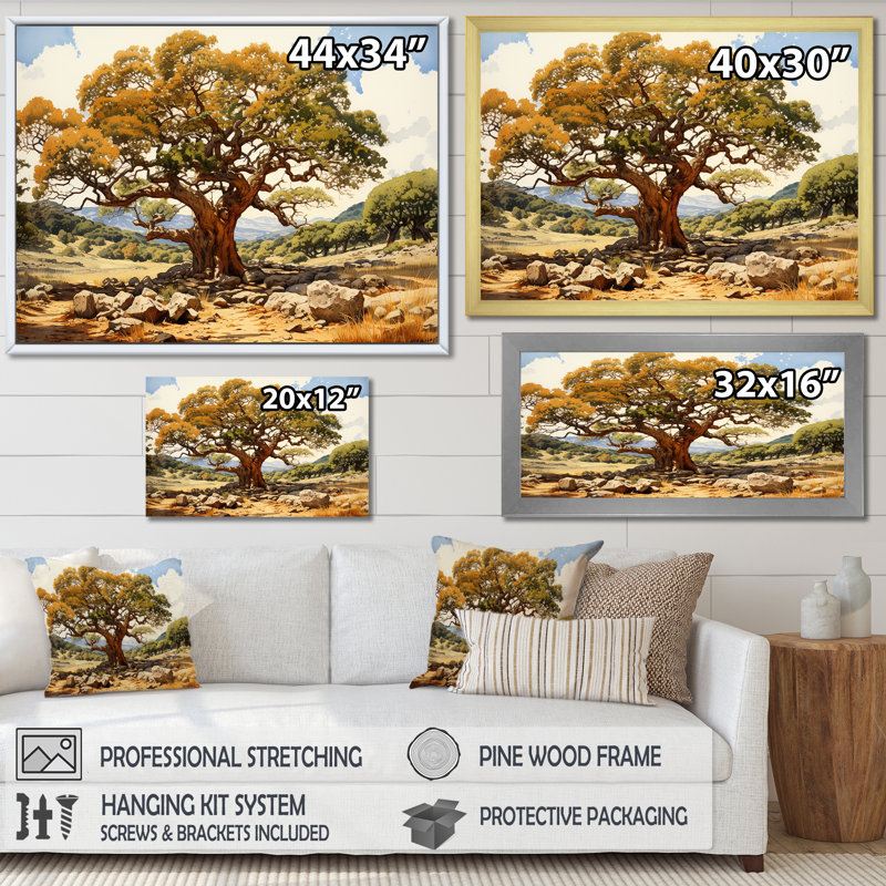 «Tree Oaks Simplicity» sur impression sur toile, H 12 po x l 20 po x P 1 po, Cadre flottant noir
