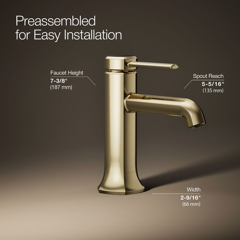Occasion Single Hole Bathroom Faucet, Vibrant French Gold