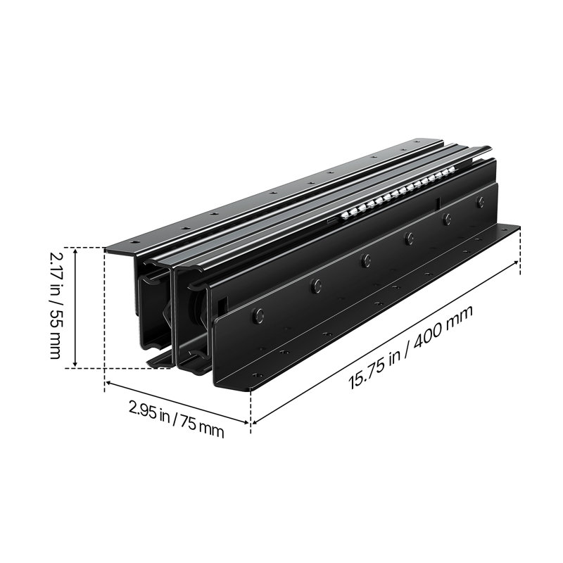 Glissières de tiroir sous le comptoir sous l'armoire d'escalier avec charge de 260 lb, H 2,17 po x l 15,75 po x P 2,95 po