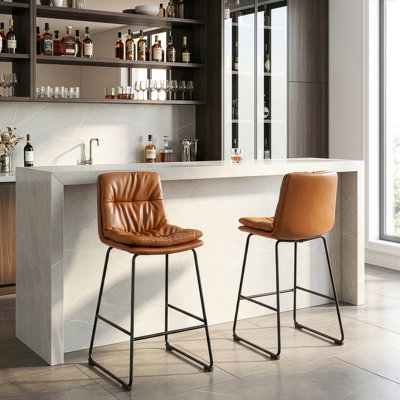 Radee Upholstered Counter Stool with Metal Frame