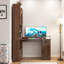 Bureau en L en noyer de 55 po + rehausse - 4 armoires, tiroir, tablettes ouvertes, hauteur de 76 po, conception d'angle 2-en-1, 132 lb, centre de commande de bureau à domicile-8422220-8422221