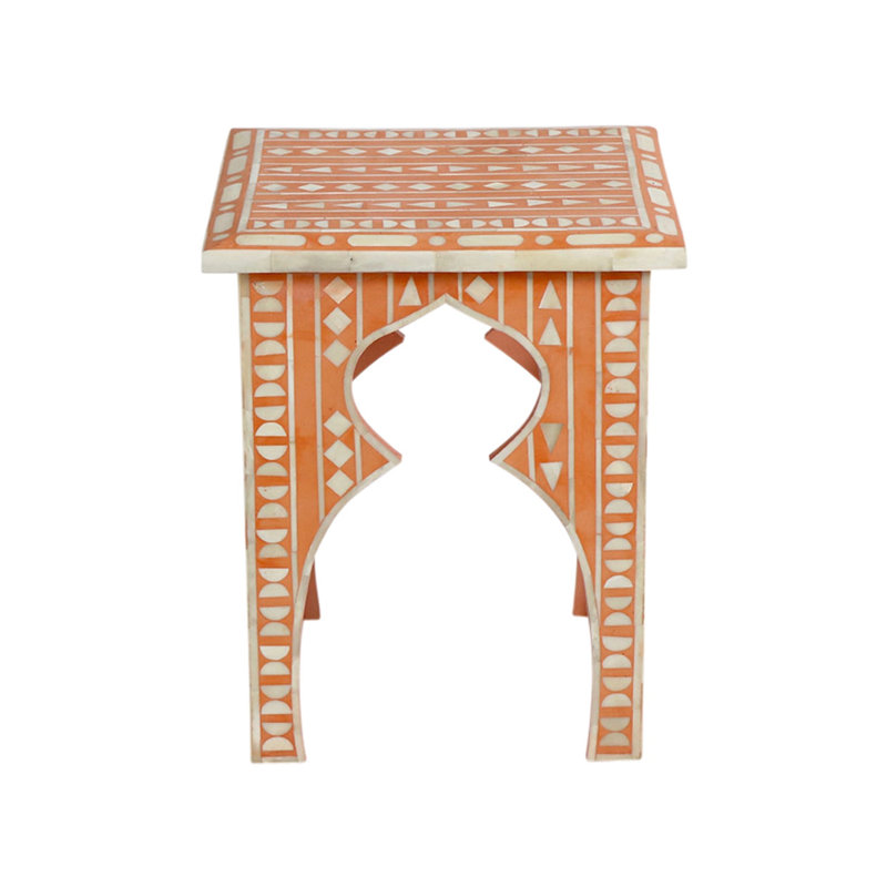 Solid Wood Accent Stool, Orange
