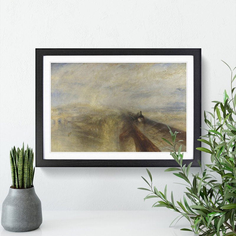 Rain, Steam and Speed by Joseph Mallord William Turner - Picture Frame Painting, Black Framed, 27cm H x 36cm W x 2cm D