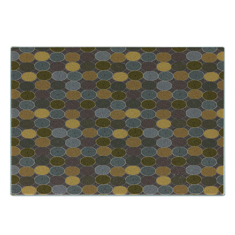 Ambesonne Aboriginal Tempered Glass Cutting Board Folkloric Dotted Rounds Multicolor