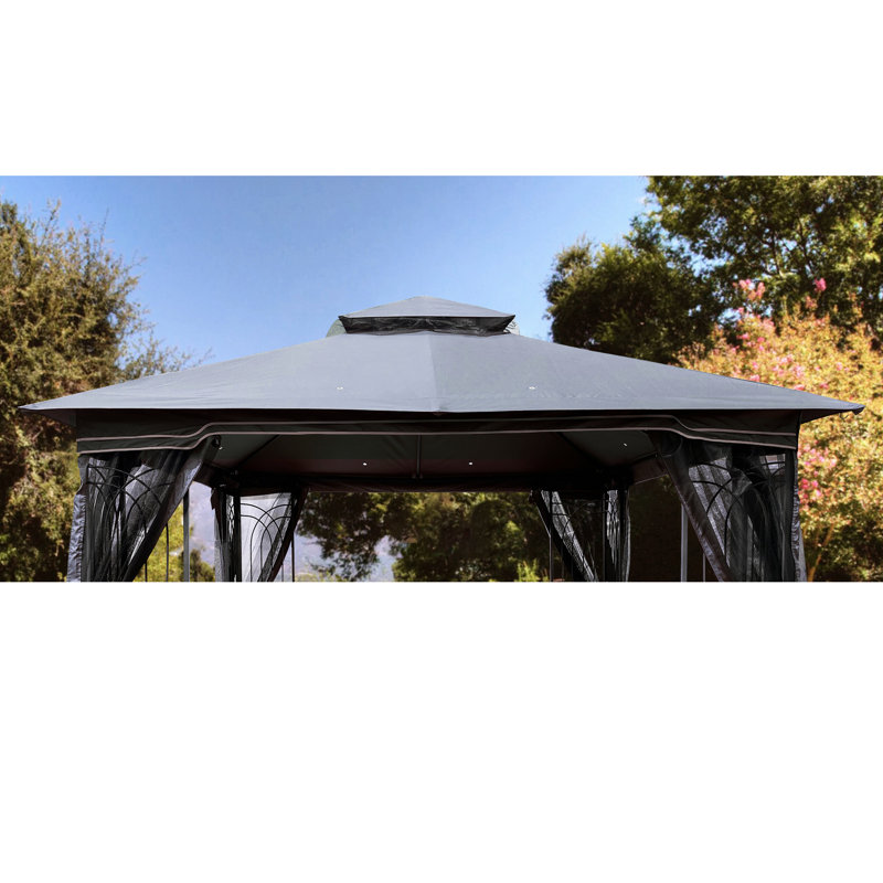 Matériau de remplacement de pavillon de jardin à double toit 10 pi x 10 pi, gris, hydrofuge, remplacement de la toile à installation simple, gris, protégé, résistant aux intempéries