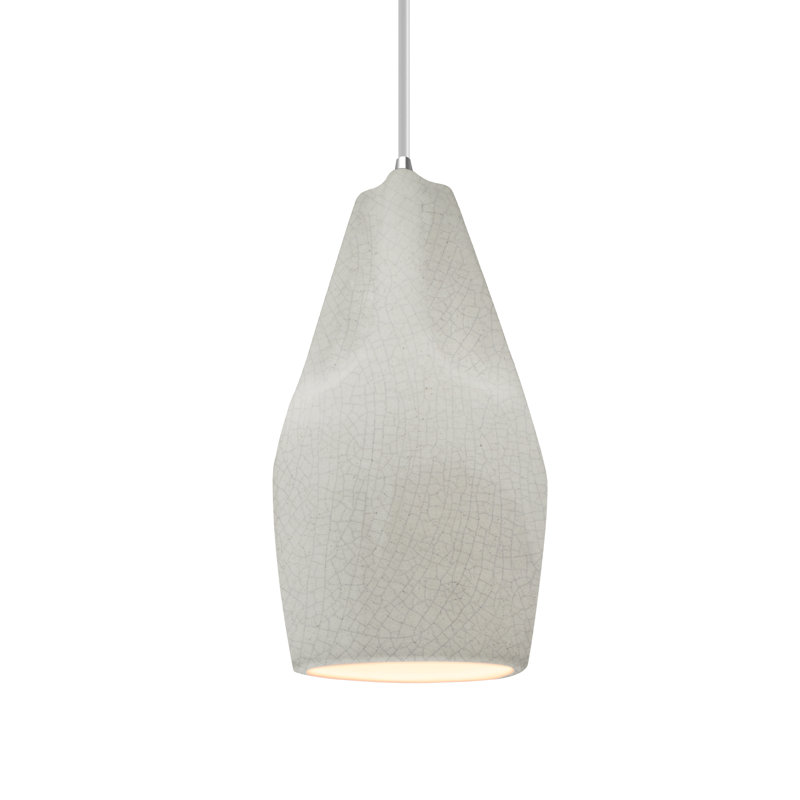 Radiance - luminaire suspendu 1 lumière Crease - blanc brillant - chrome poli - DEL dédiée - cordon blanc, Blanc craquelé