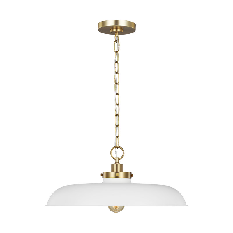 Wellfleet 1 - Light Pendant, Matte White, Burnished Brass