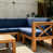 Finition naturelle / coussins bleu