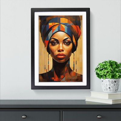 African Woman Geometric Framed Print