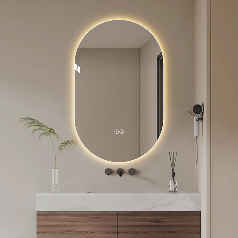 Miroir de salle de bain mural intelligent à écran tactile et antibuée avec plusieurs options d'éclairage et conception durable