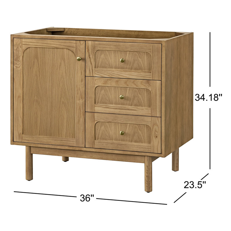 Laurent 36'' W Single Vanity, Charcoal Soapstone, Light Natural Oak, 8" Widespread