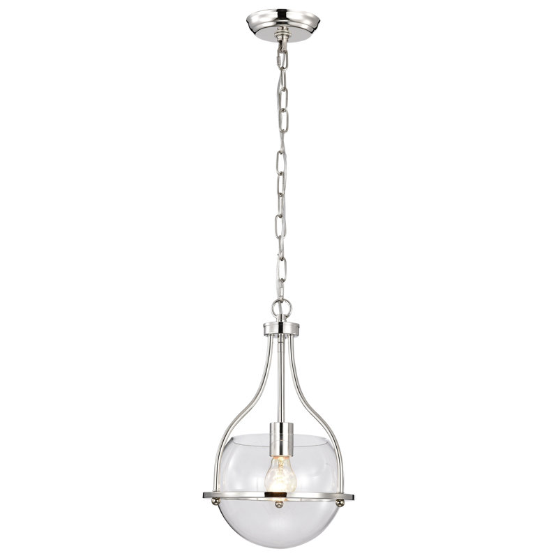 Luminaire suspendu bol 1 lumière Westway, Nickel poli