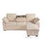 Canapé modulaire multifonctionnel à 3 places avec plateau amovible et porte-gobelets, chaise de rangement, dossiers réglables, revêtement en chenille douce, structure en bois beige pour plateau porte-espace, méridienne