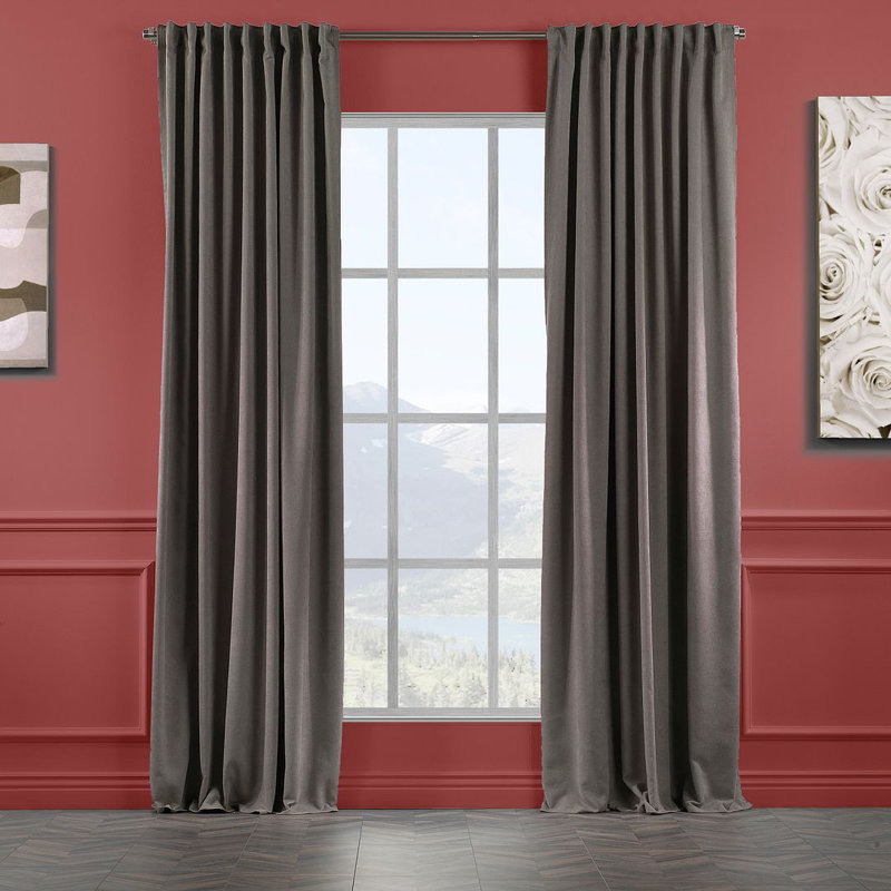 Blackout Thermal with Liner Extra Long & Extra Wide Decorative Curtain Single Panel, 140cm Width x 175cm Drop, Grey