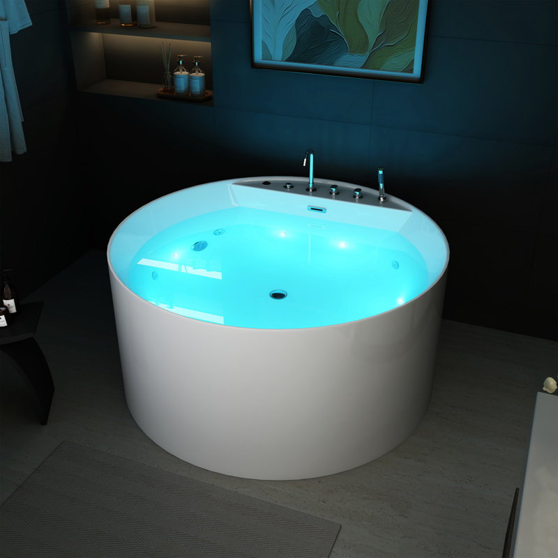 Cascade ronde 47 po avec jets d'eau en acrylique et chromothérapie avec robinet DEL Casainc