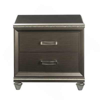 Table de chevet 2 tiroirs champagne foncé