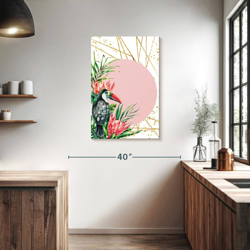 Toucan tropical à bec rouge, H 36 po x l 24 po