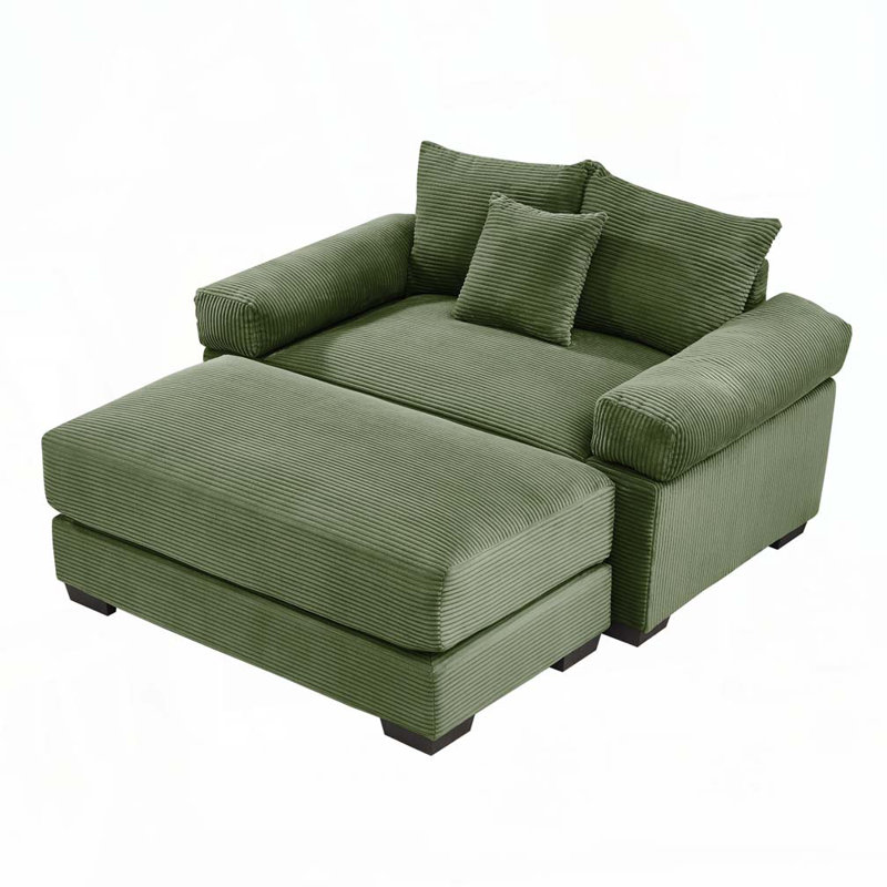 Fauteuil club avec repose-pieds 54,3 po, Vert