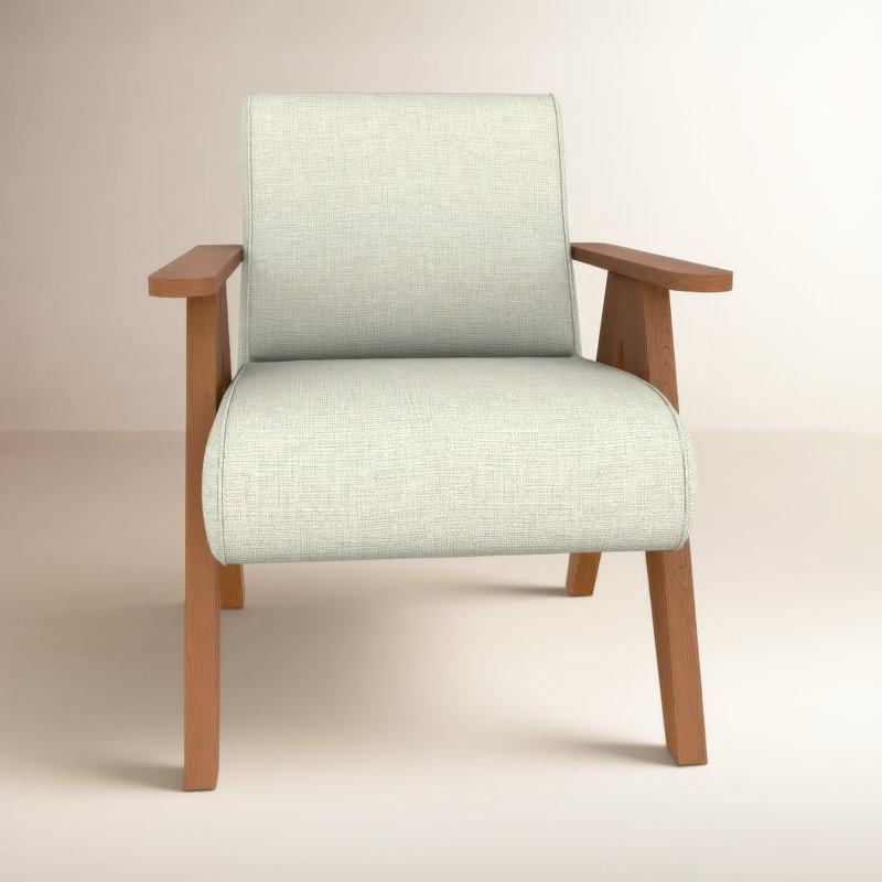 Accent Chair, Light Beige, Dark Walnut