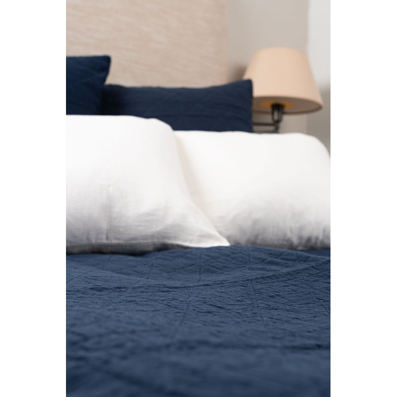 Courtepointe MARSHALL, NEUF INDIGO, ENSEMBLE, Courtepointe simple et 1 taie décorative