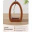 Lampe de chevet 14,2 "avec abat-jour en lin beige et base en bois de poirier foncé