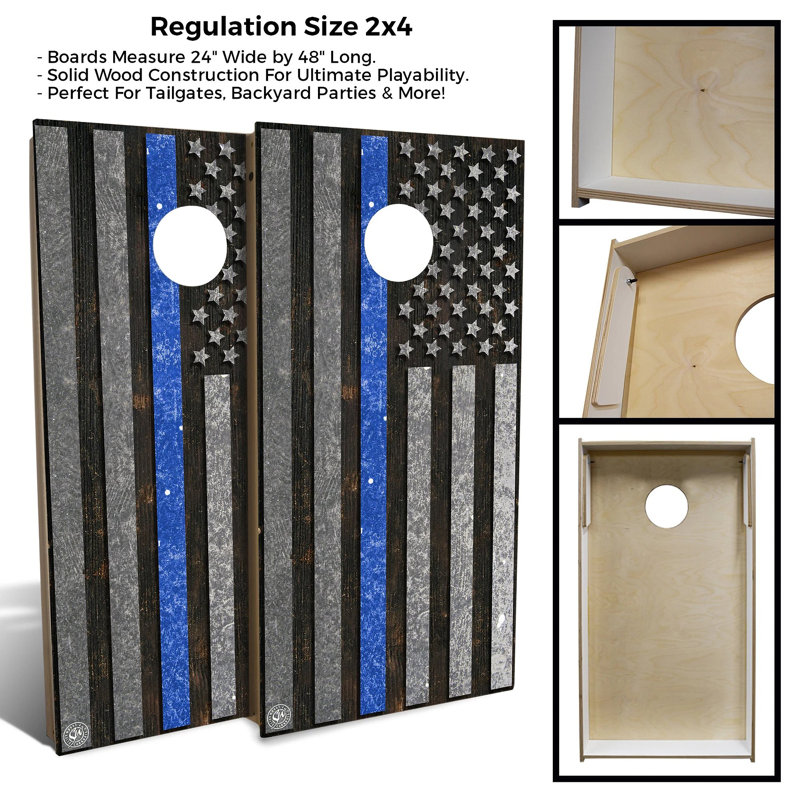 Ensemble de jeu de cornhole 2 "x 4" avec ligne et cornhole drapeau américain