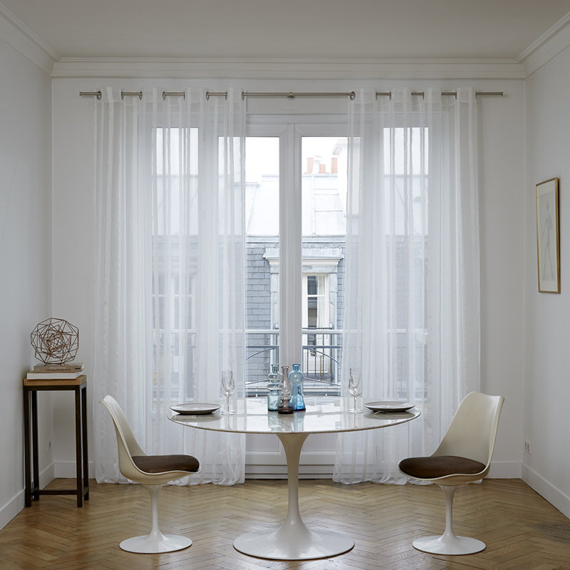 Heaton Linen Sheer Single Curtain Panel, 200 W x 275 D cm, White