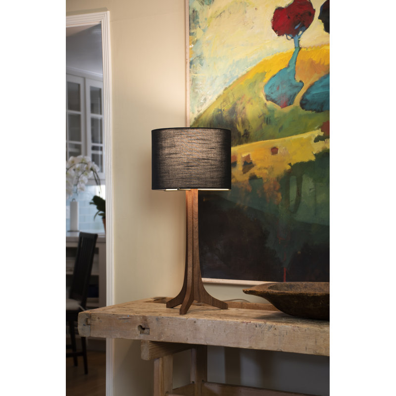 Nauta LED Table Lamp, Dark Stained Walnut, Black Amaretto, Brushed Aluminum
